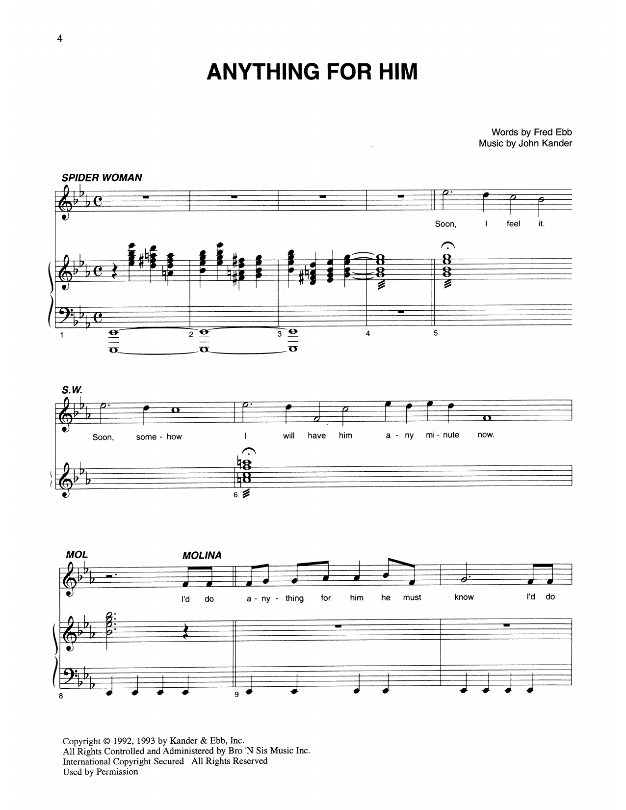 Download Kander & Ebb Anything For Him (from Kiss Of The Spid Sheet Music