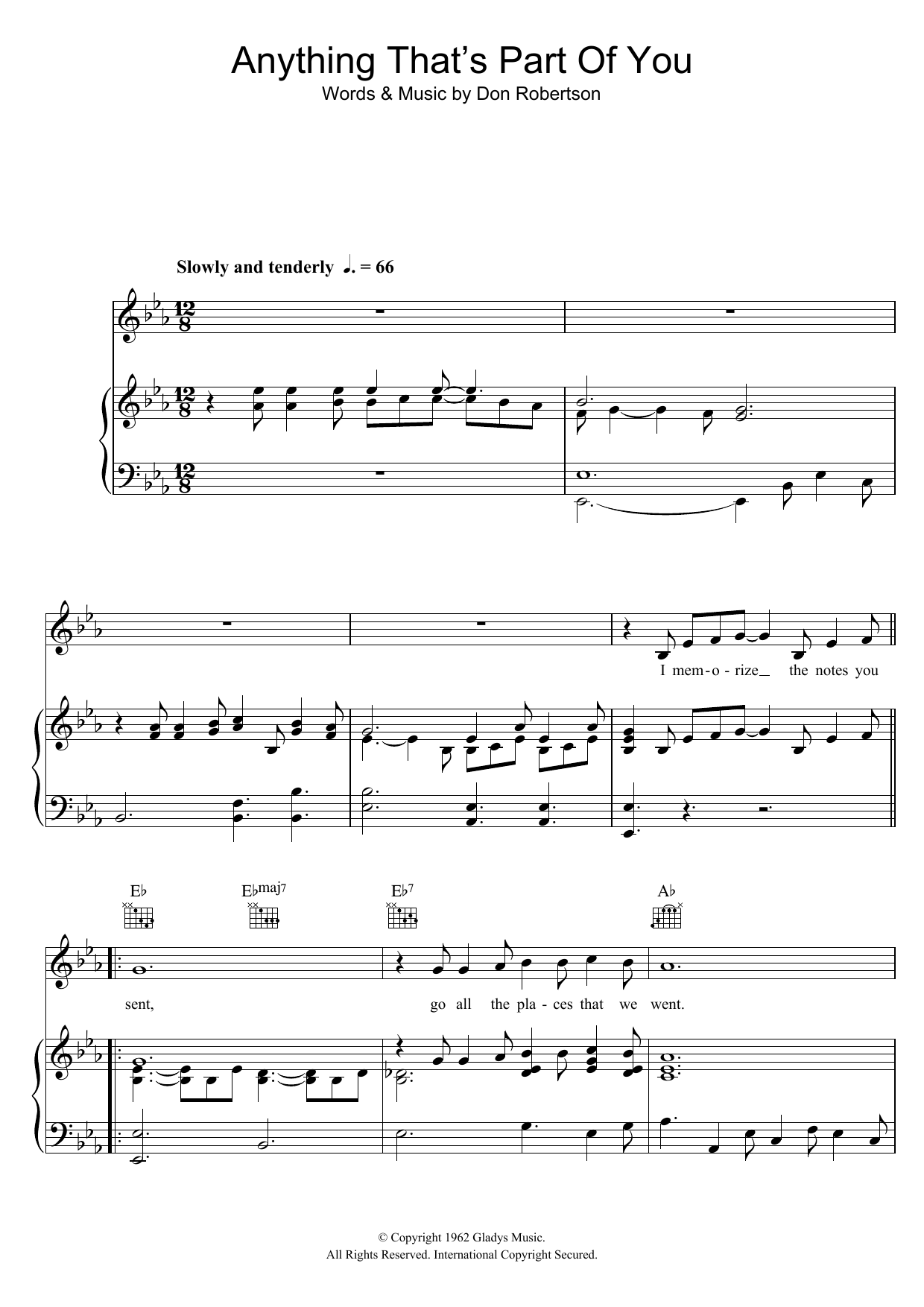 Download Elvis Presley Anything That's Part Of You Sheet Music