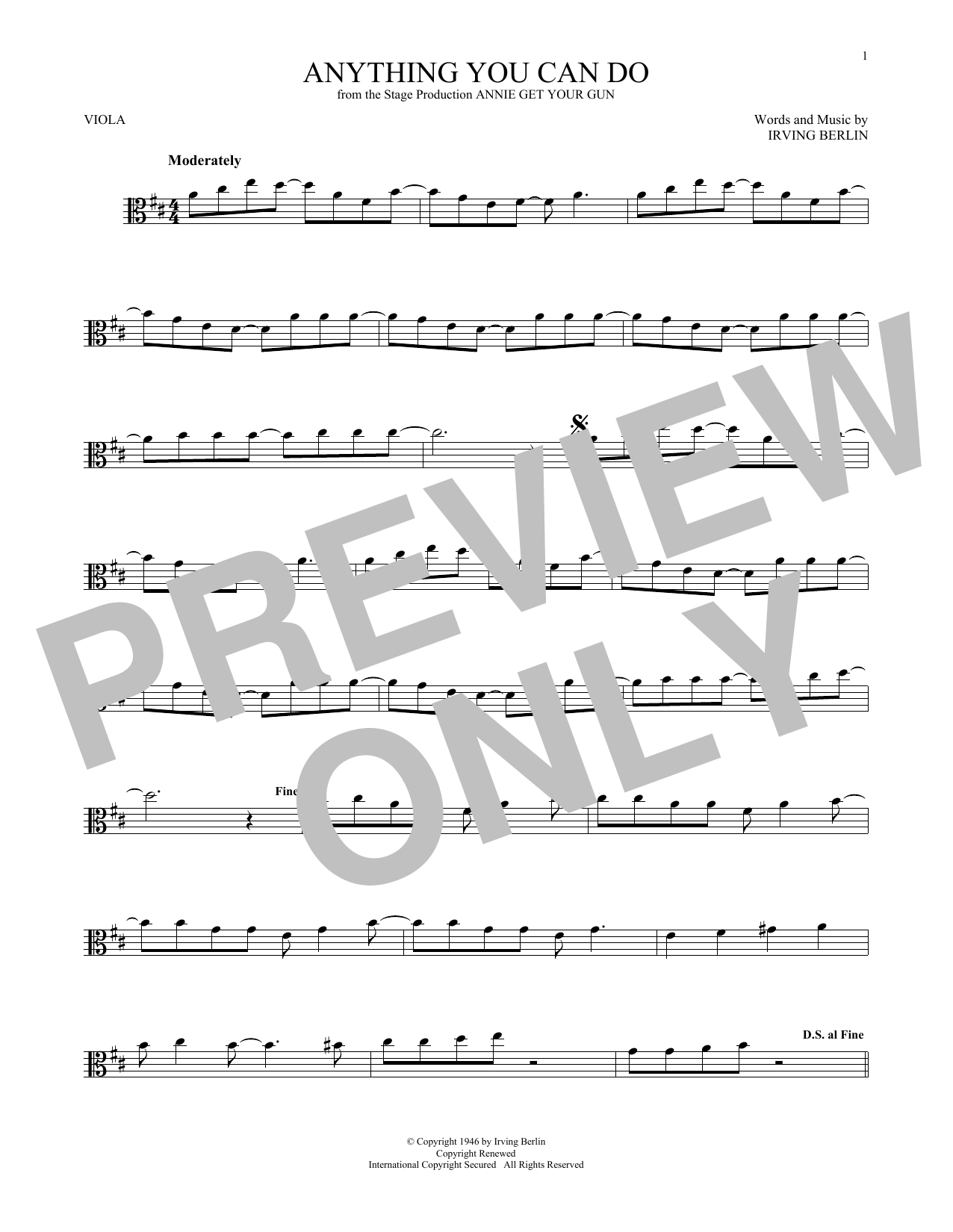 Download Irving Berlin Anything You Can Do Sheet Music