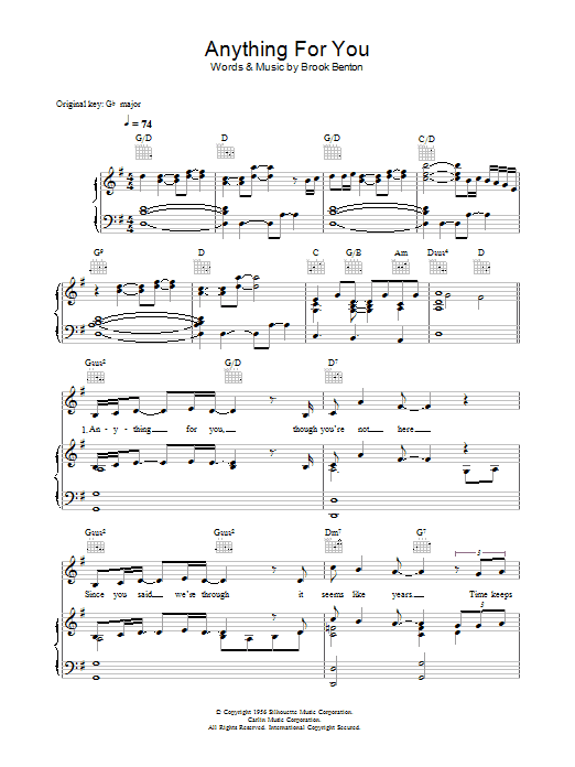 Gloria Estefan Anything For You sheet music notes printable PDF score