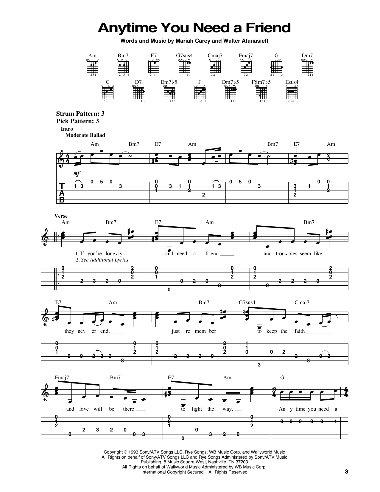 Download Mariah Carey Anytime You Need A Friend Sheet Music