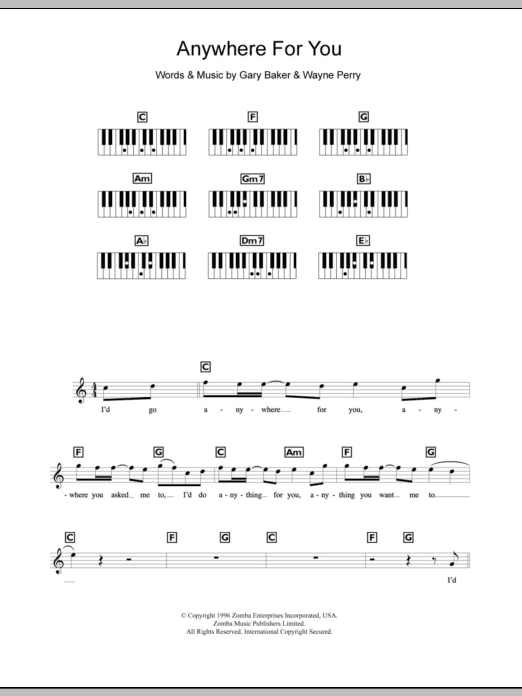 Download Backstreet Boys Anywhere For You Sheet Music