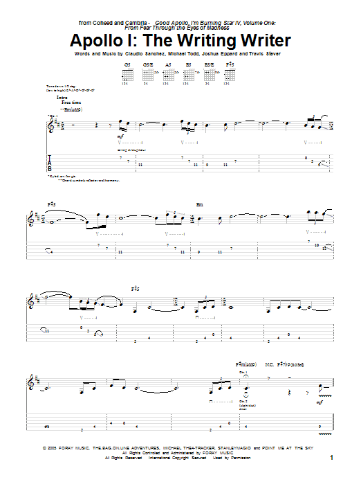 Download Coheed And Cambria Apollo I: The Writing Writer Sheet Music