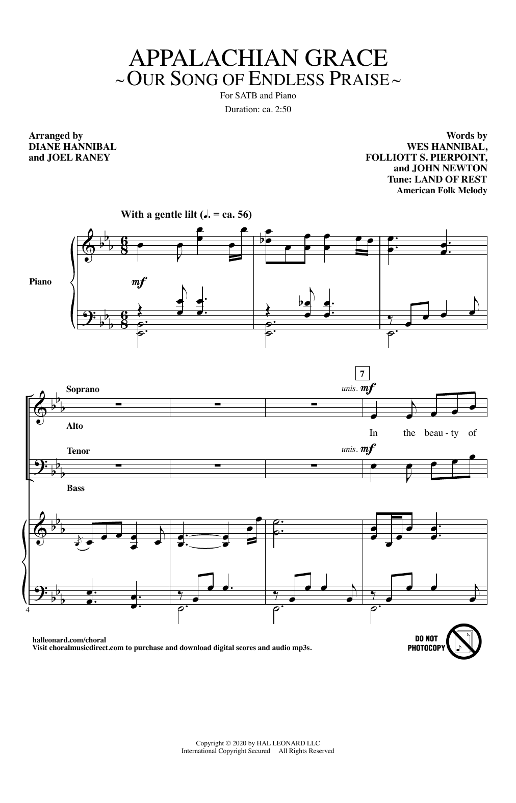 Download Wes Hannibal, Folliott S. Pierpoint Appalachian Grace (Our Song Of Endless Sheet Music