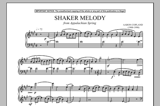 Download Aaron Copland Appalachian Spring (Shaker Melody) Sheet Music