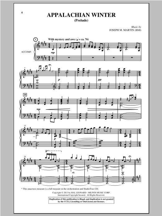 Download Joseph M. Martin Appalachian Winter (A Cantata For Chris Sheet Music