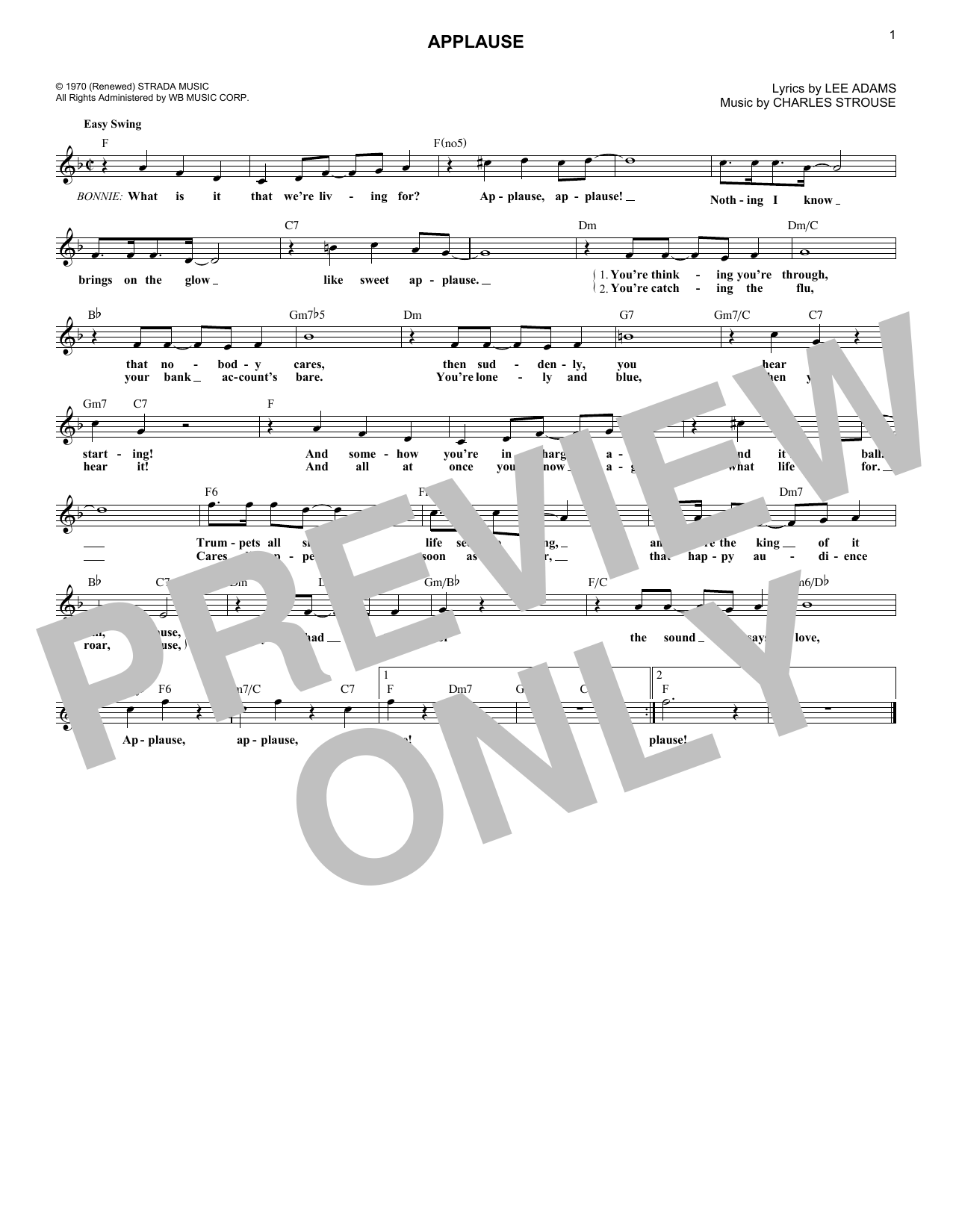 Download Charles Strouse Applause Sheet Music