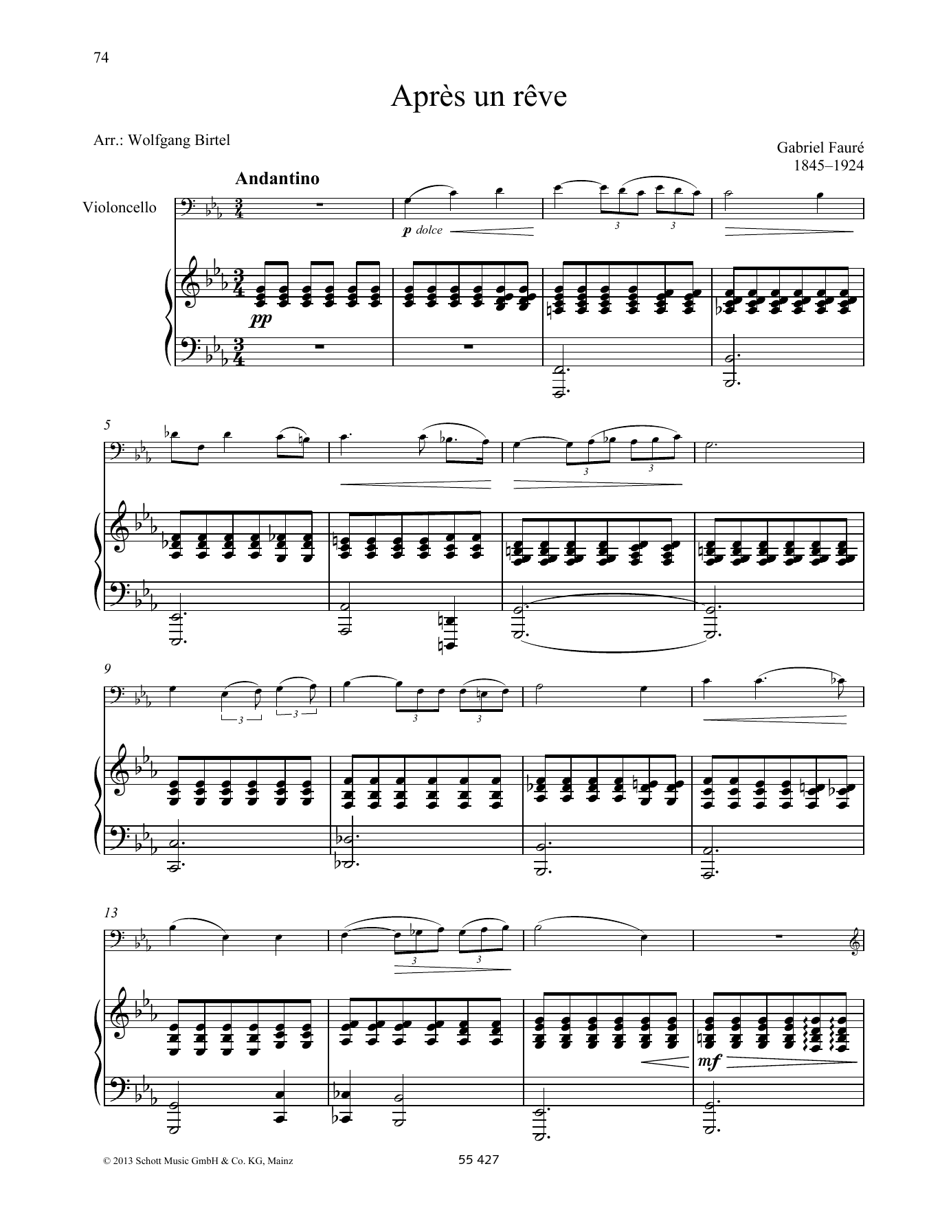 Download Gabriel Fauré Apres un reve Sheet Music