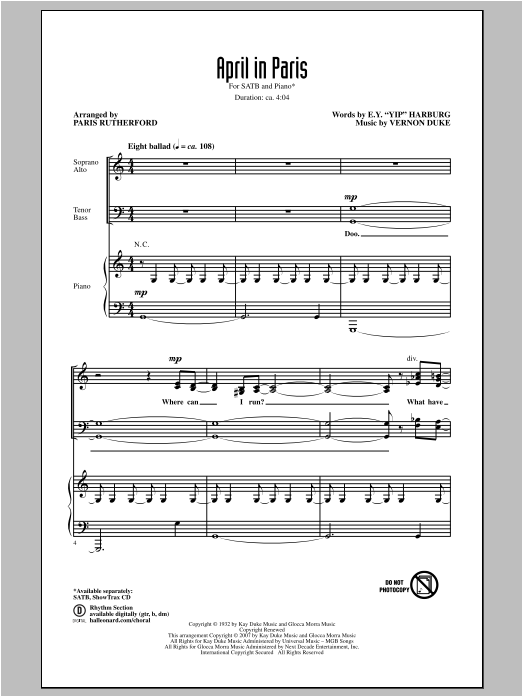 Download Count Basie April In Paris (arr. Paris Rutherford) Sheet Music