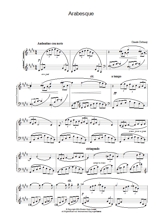 Download Claude Debussy Arabesque No.1 Sheet Music