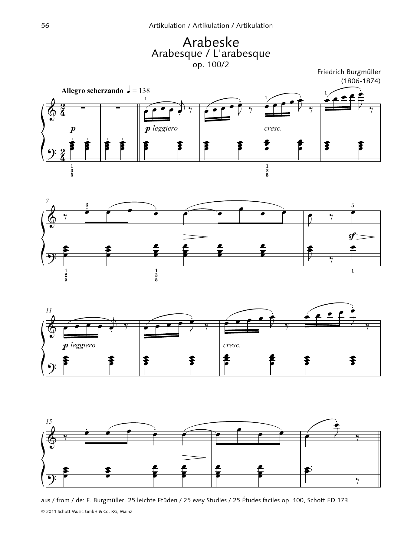 Download Friedrich Burgmuller Arabesque Sheet Music