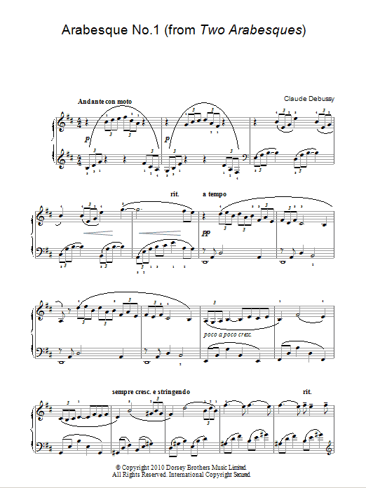 Download Claude Debussy Arabesque No.1 Sheet Music