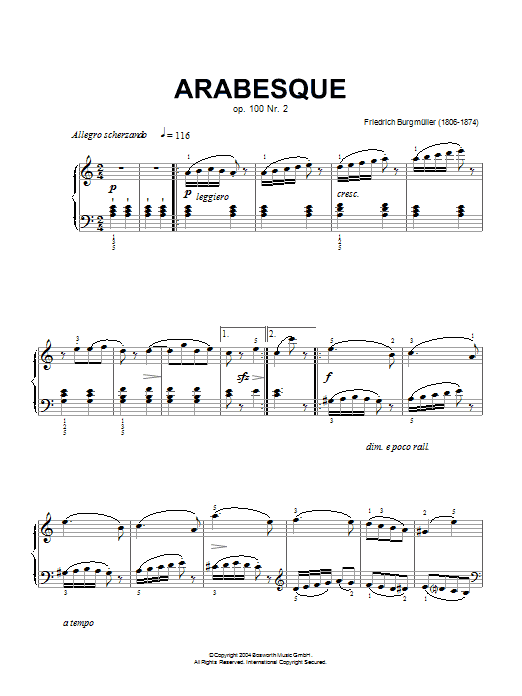 Download Friedrich Burgmüller Arabesque, Op.100, No.2 Sheet Music