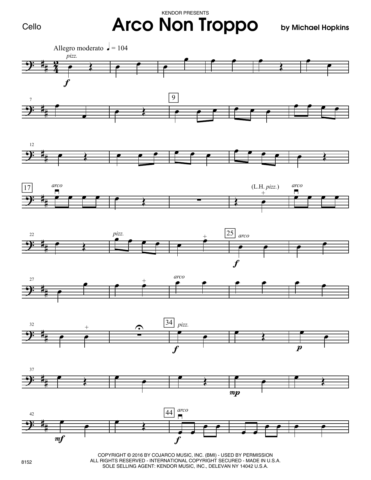 Download Hopkins Arco Non Troppo - Cello Sheet Music