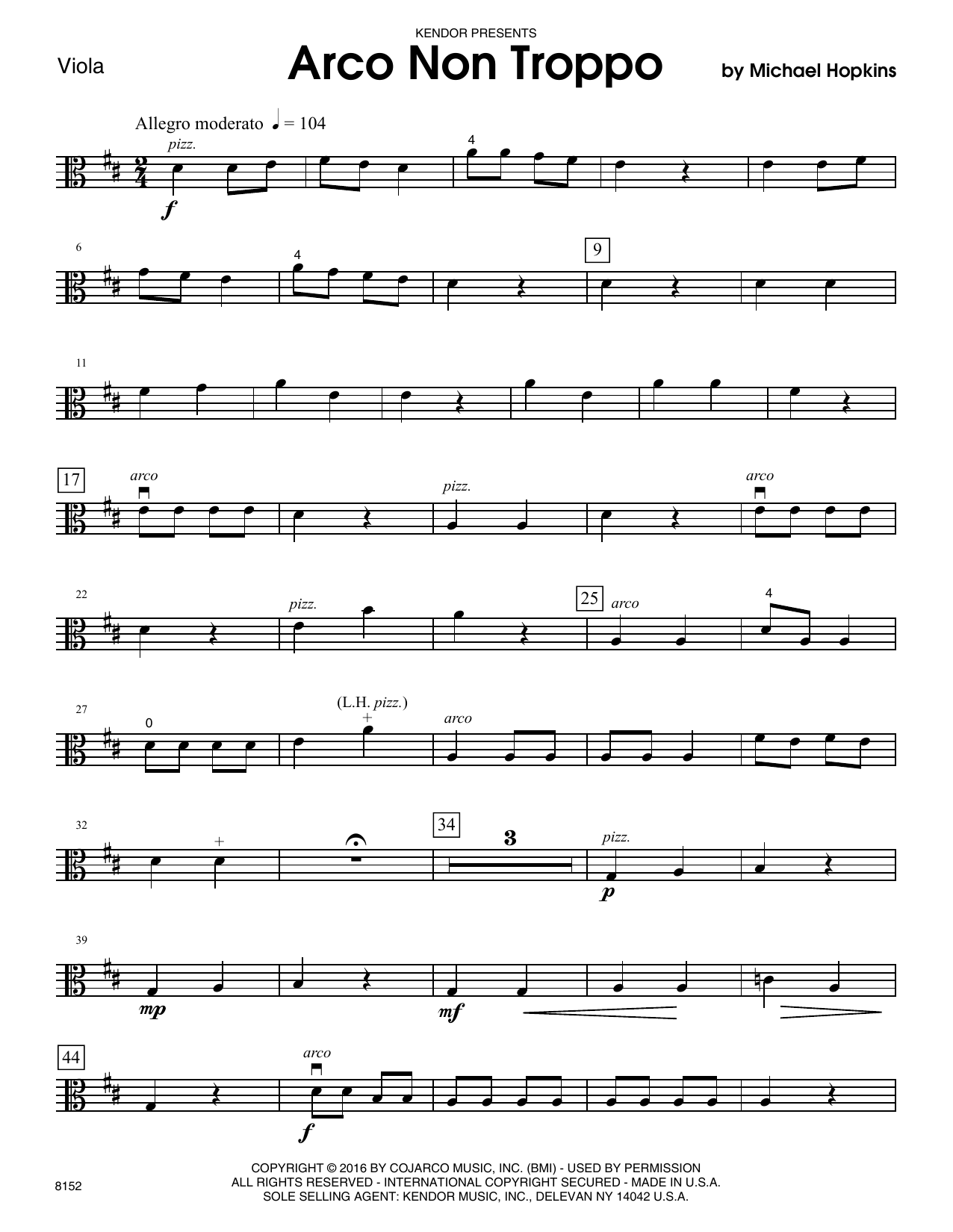 Download Hopkins Arco Non Troppo - Viola Sheet Music