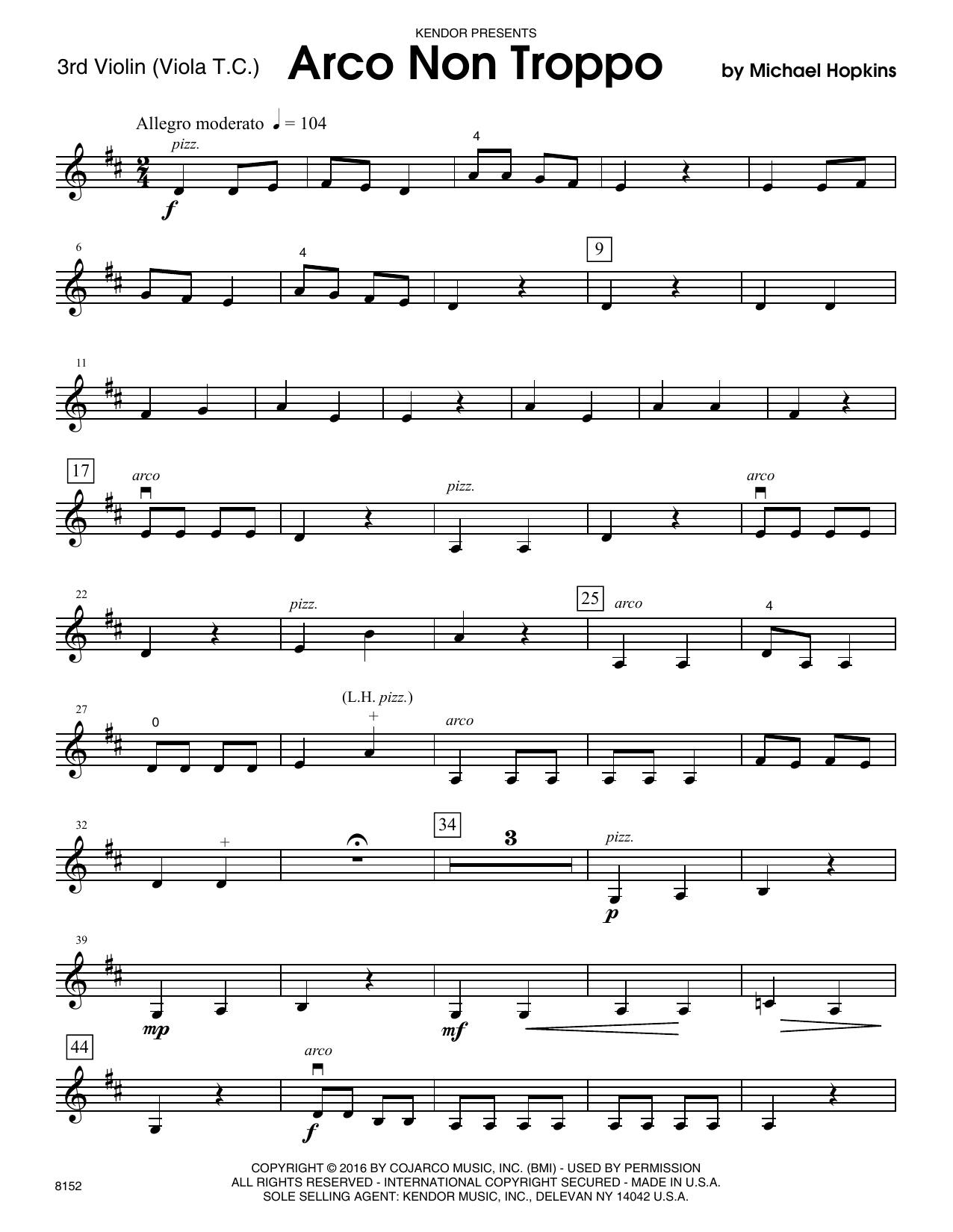 Download Hopkins Arco Non Troppo - Violin 3 (Viola T.C.) Sheet Music