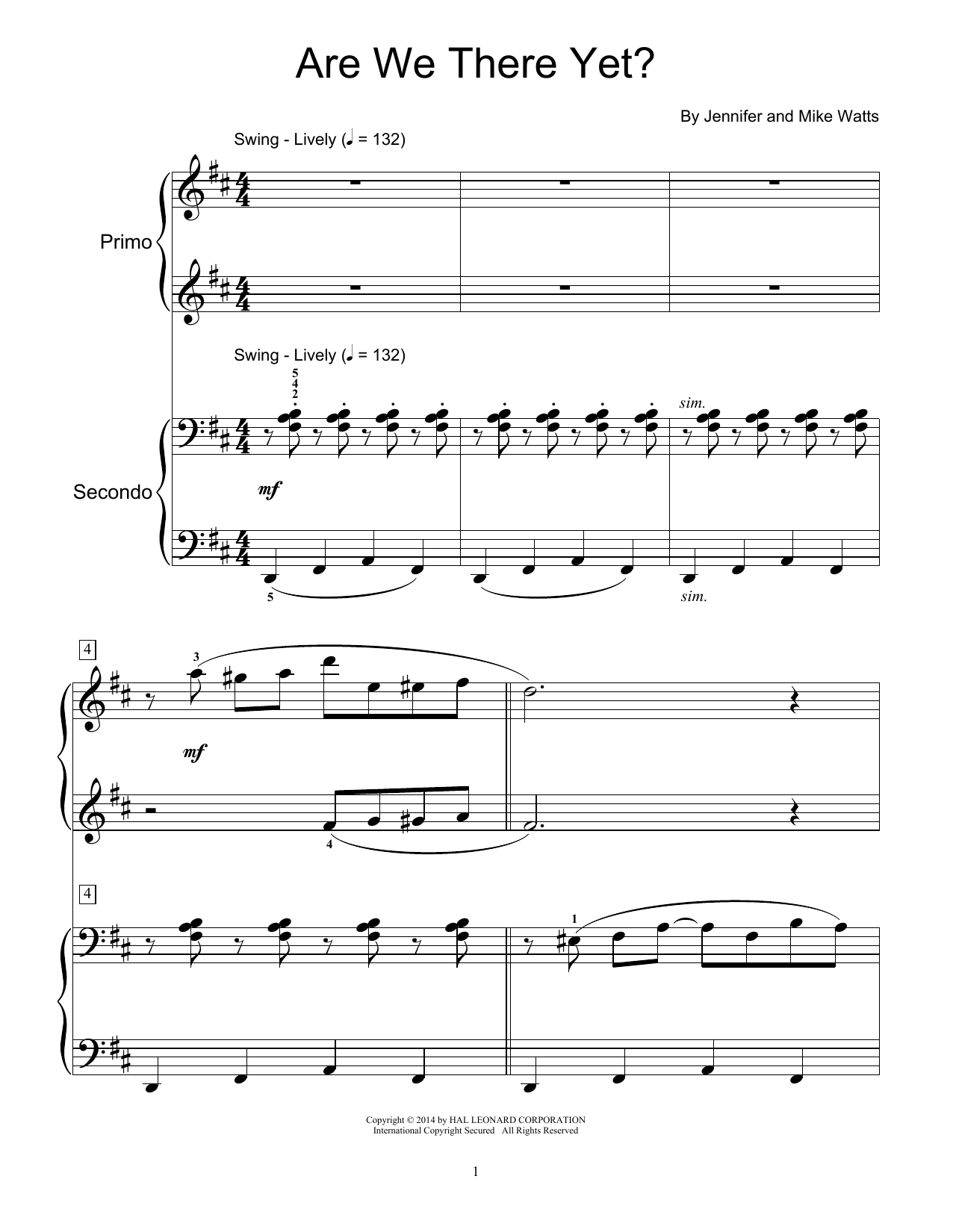 Download Jennifer Watts Are We There Yet? Sheet Music