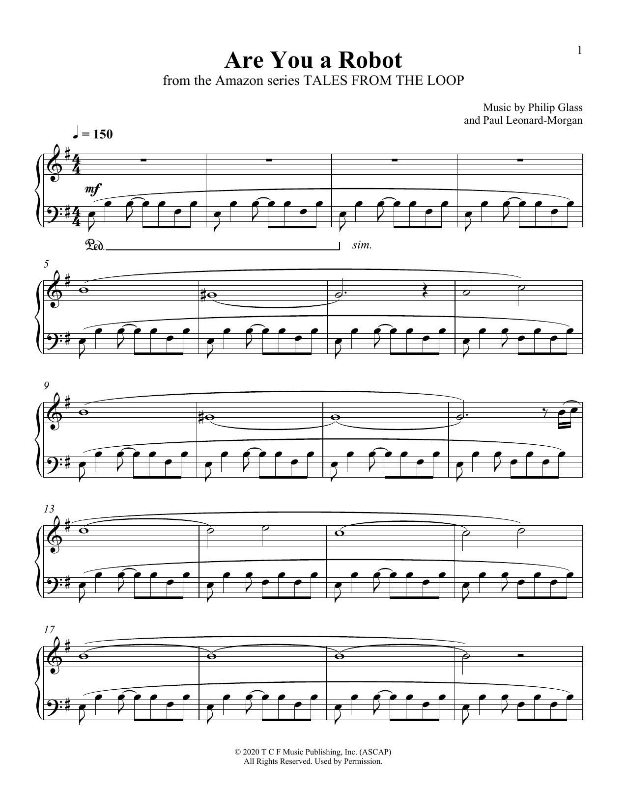 Download Philip Glass and Paul Leonard-Morgan Are You A Robot (from Tales From The Lo Sheet Music