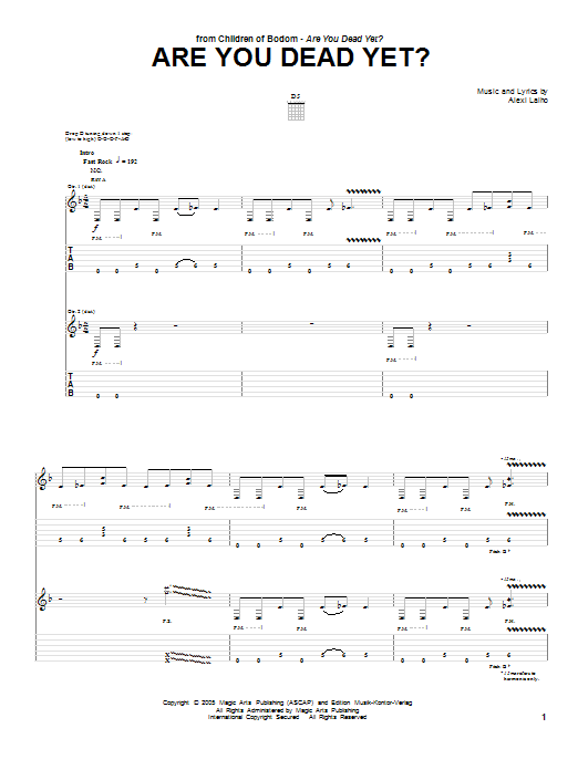 Download Children Of Bodom Are You Dead Yet? Sheet Music