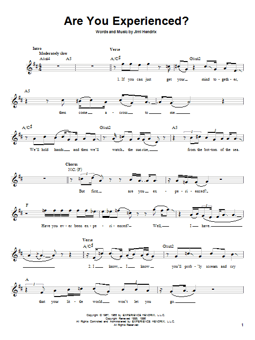 Download Jimi Hendrix Are You Experienced? Sheet Music