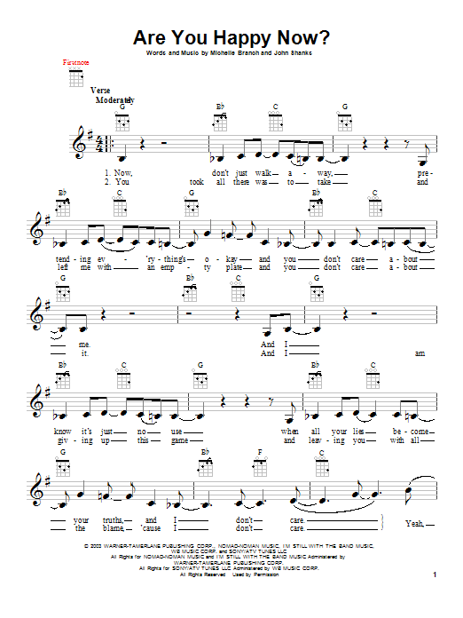 Download Michelle Branch Are You Happy Now? Sheet Music