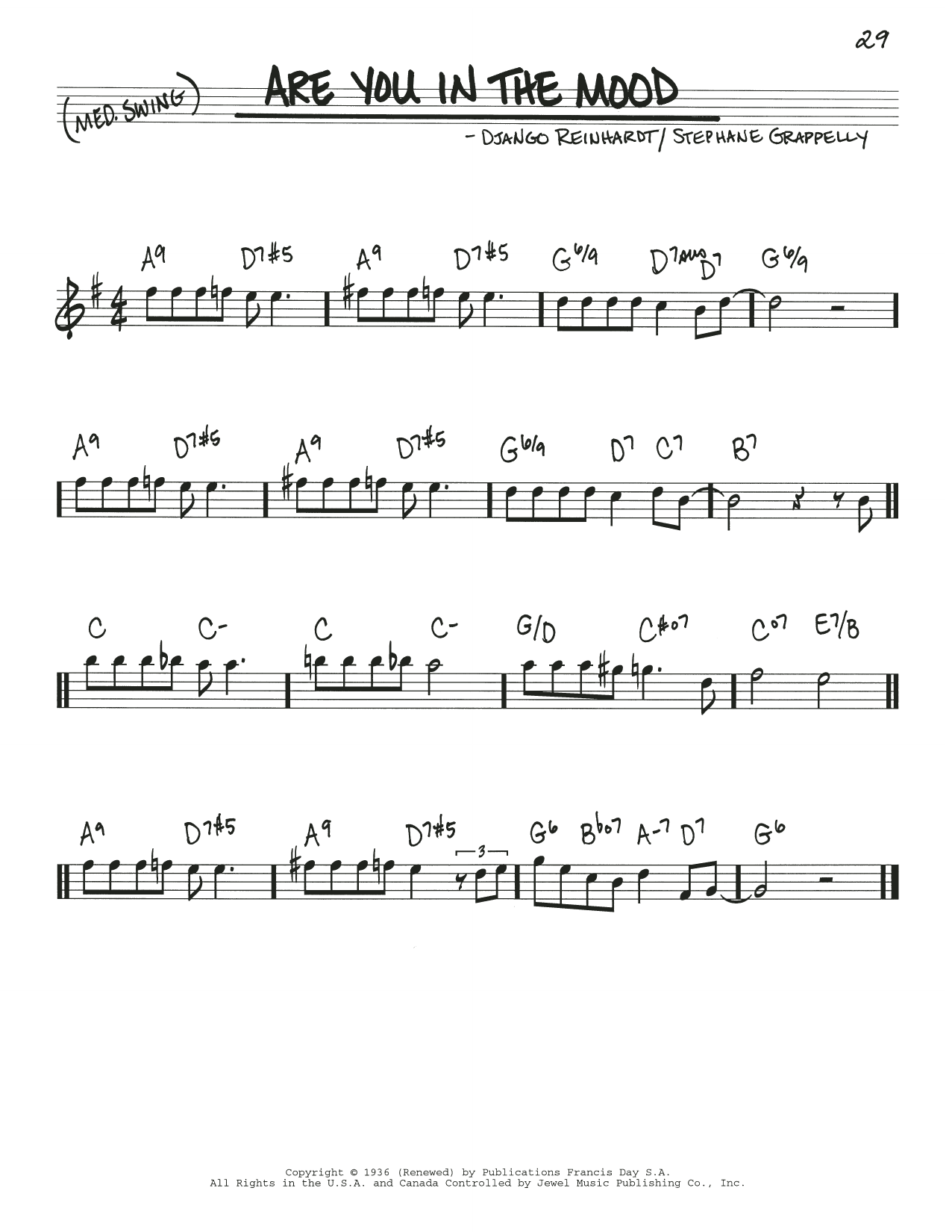 Download Django Reinhardt Are You In The Mood Sheet Music