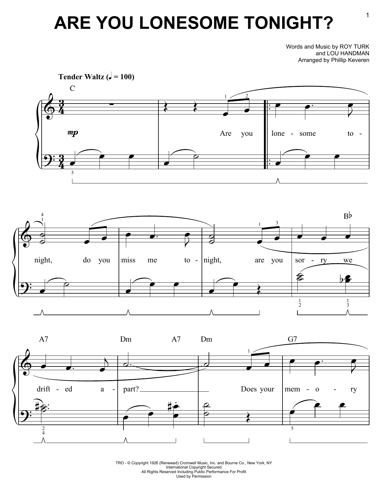 Download Elvis Presley Are You Lonesome Tonight? (arr. Phillip Sheet Music