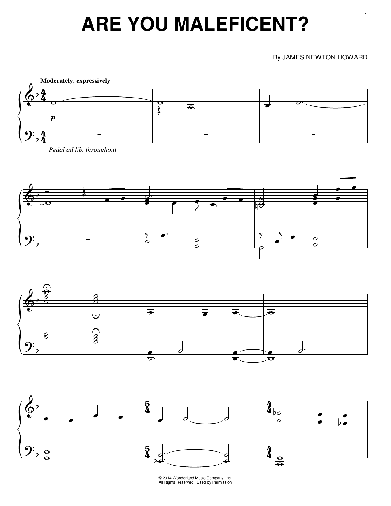 Download James Newton Howard Are You Maleficent? Sheet Music