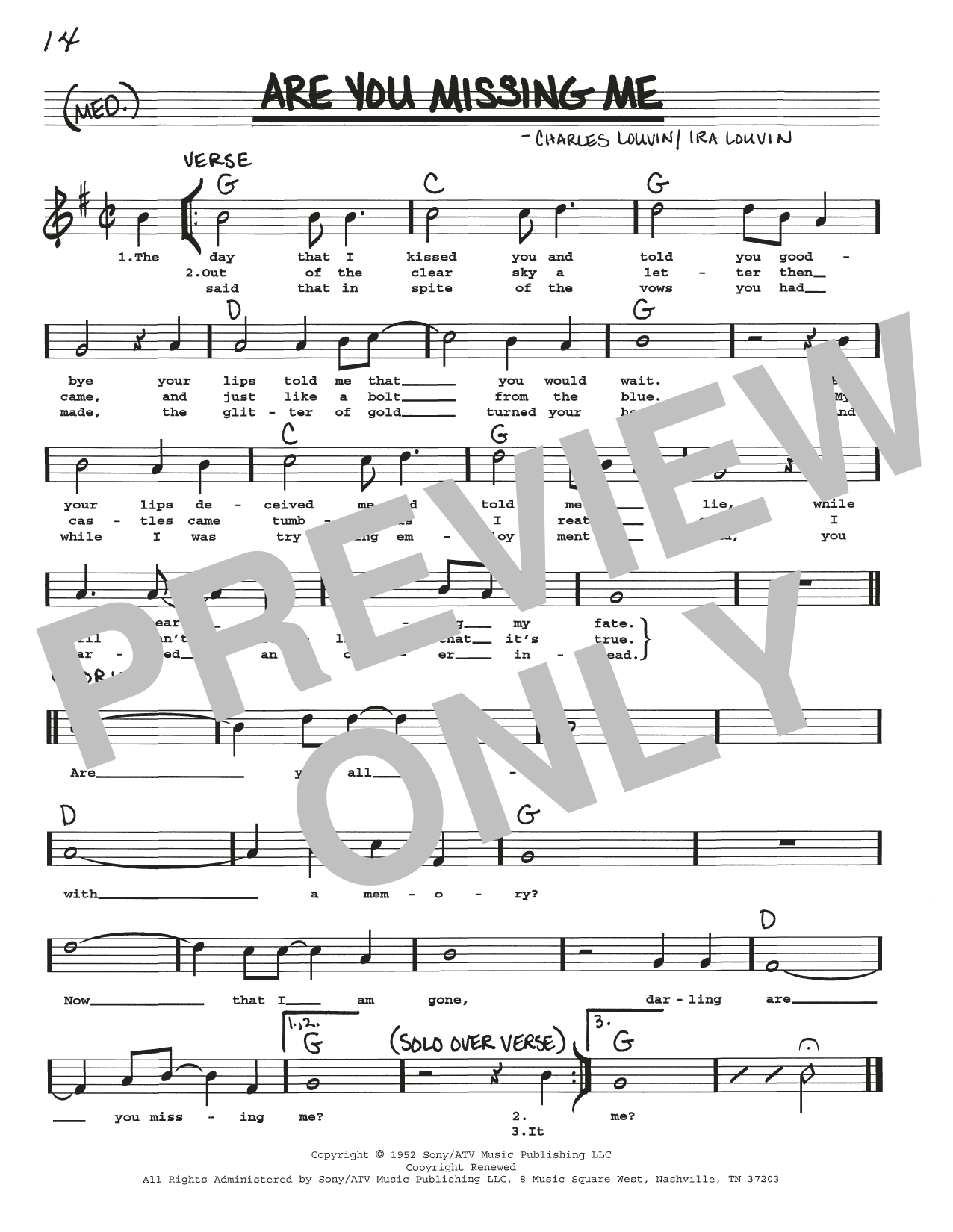 Download The Louvin Brothers Are You Missing Me Sheet Music