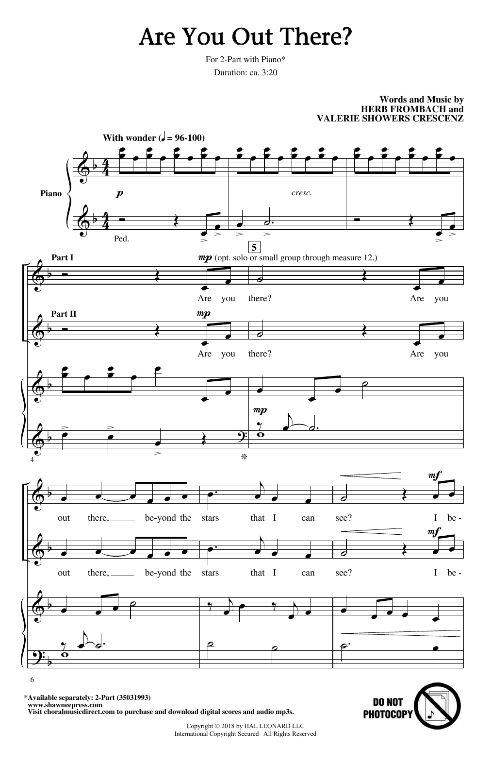 Download Herb Frombach Are You Out There? Sheet Music