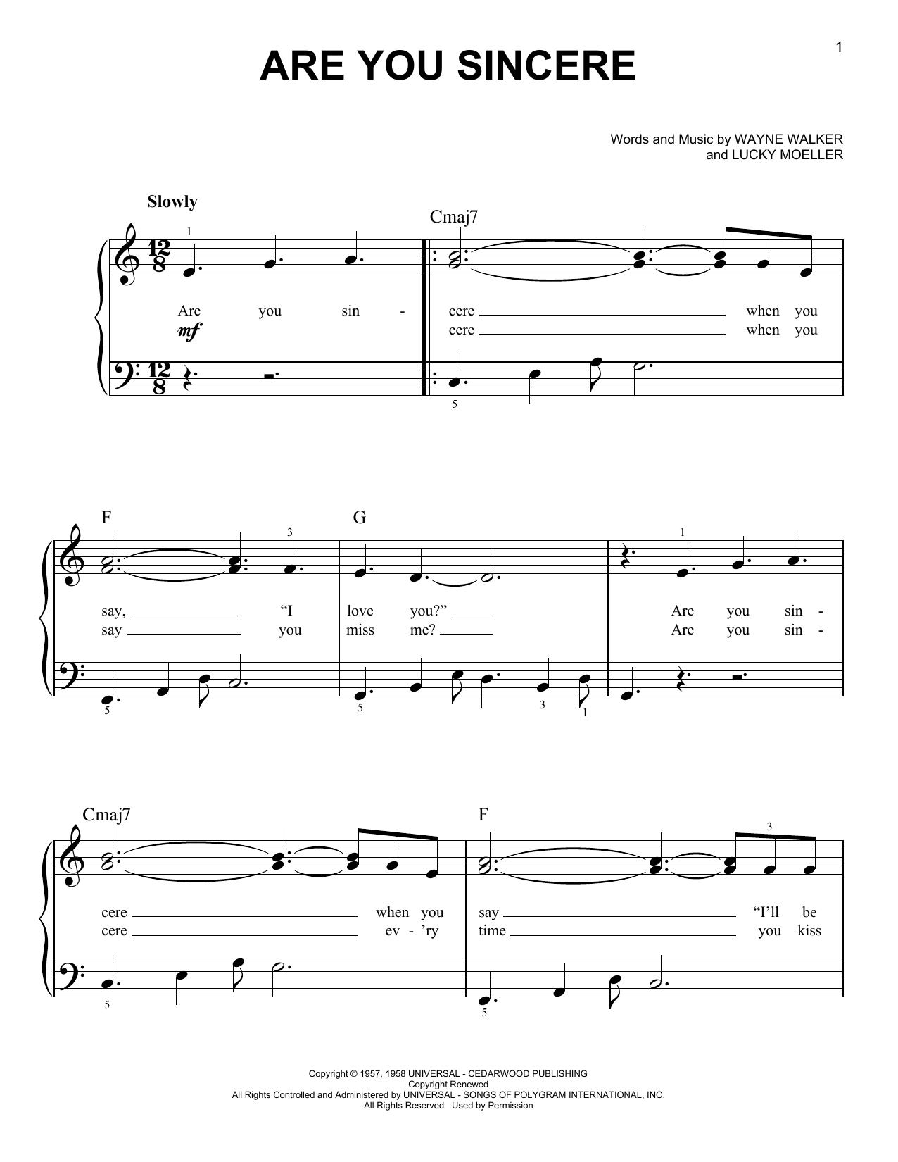 Download Elvis Presley Are You Sincere Sheet Music