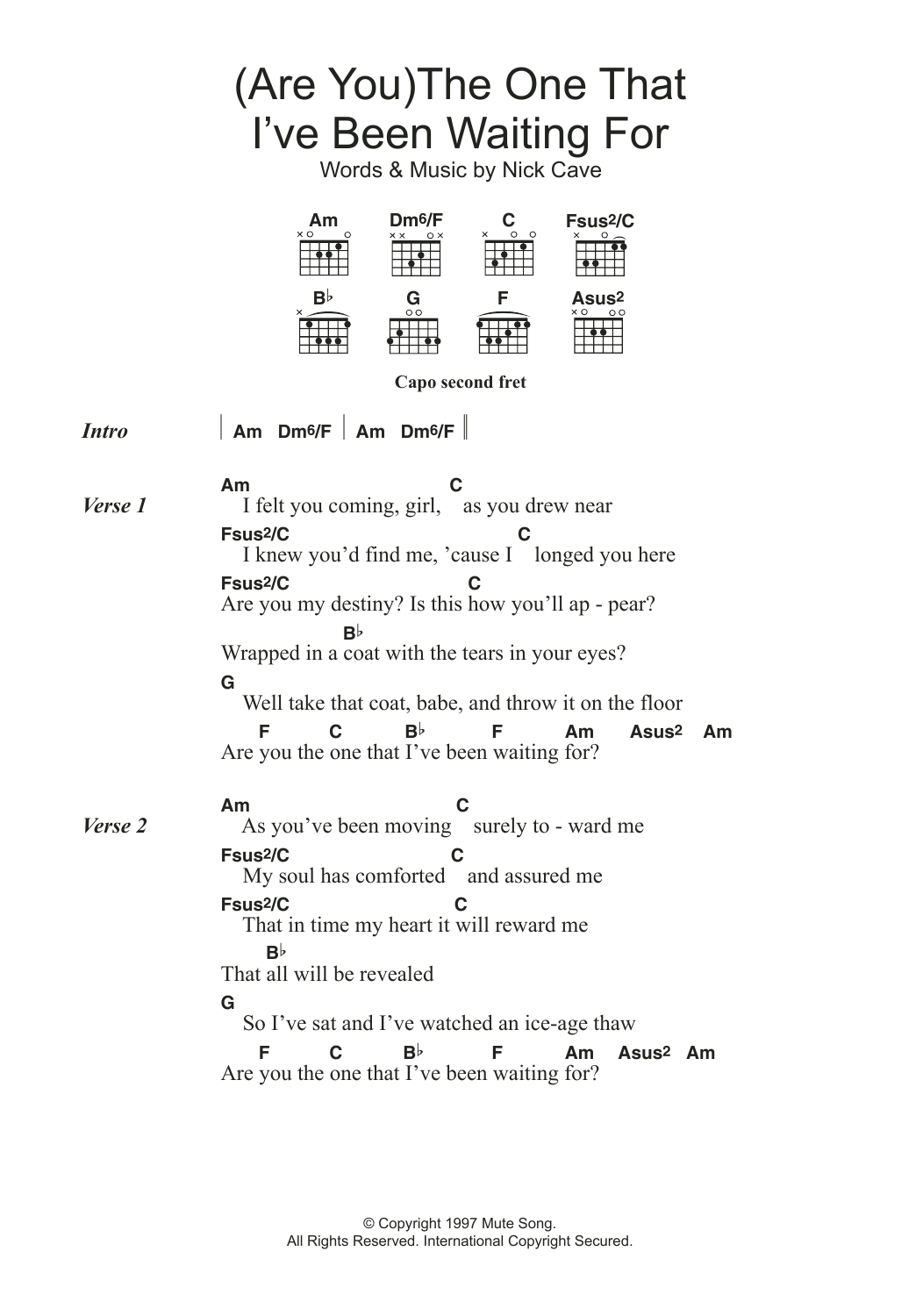Download Nick Cave (Are You) The One That I've Been Waitin Sheet Music