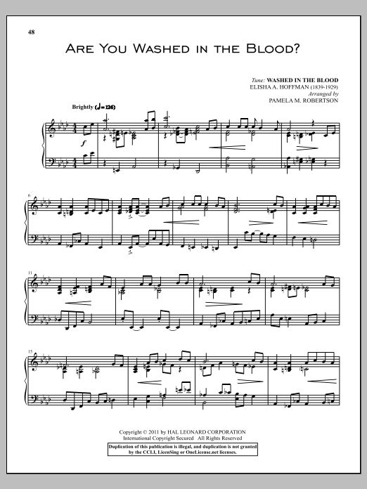 Download Elisha A. Hoffman Are You Washed In The Blood? Sheet Music
