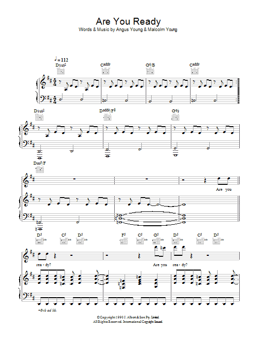 Download AC/DC Are You Ready Sheet Music