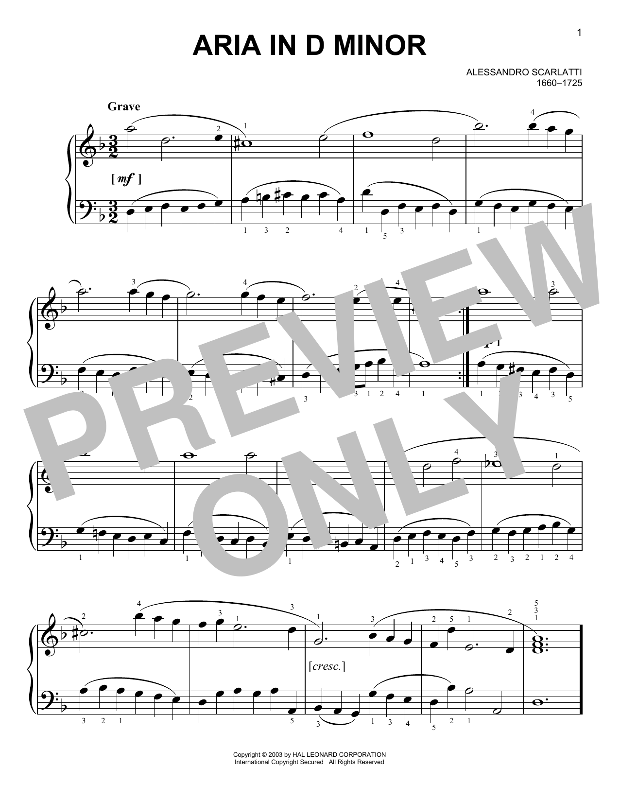 Download Alessandro Scarlatti Aria Sheet Music