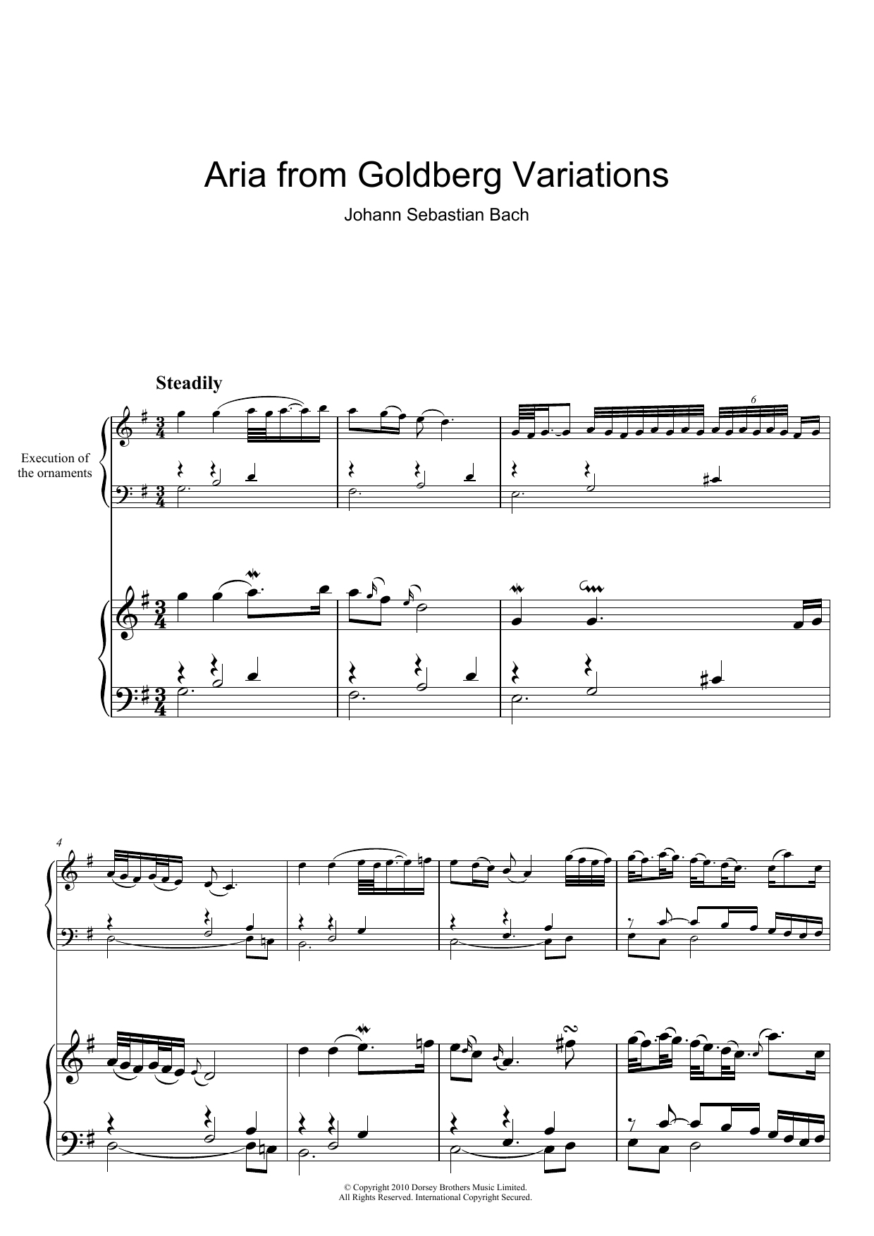 Download Johann Sebastian Bach Aria from The 'Goldberg' Variations Sheet Music