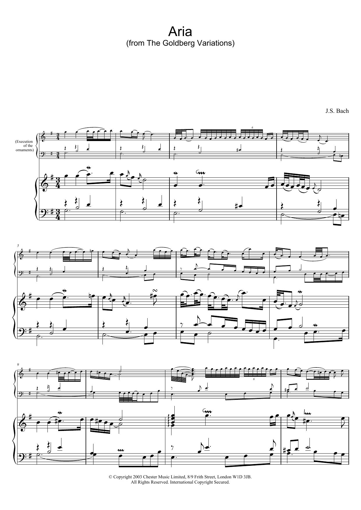 Download Johann Sebastian Bach Aria (from The Goldberg Variations) Sheet Music