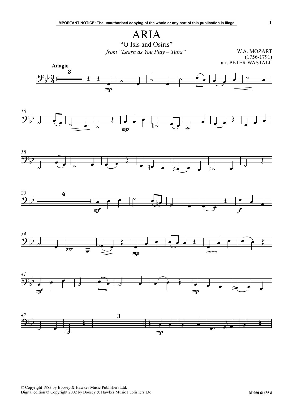 Download Peter Wastall Aria O Isis And Osiris (from Learn As Y Sheet Music