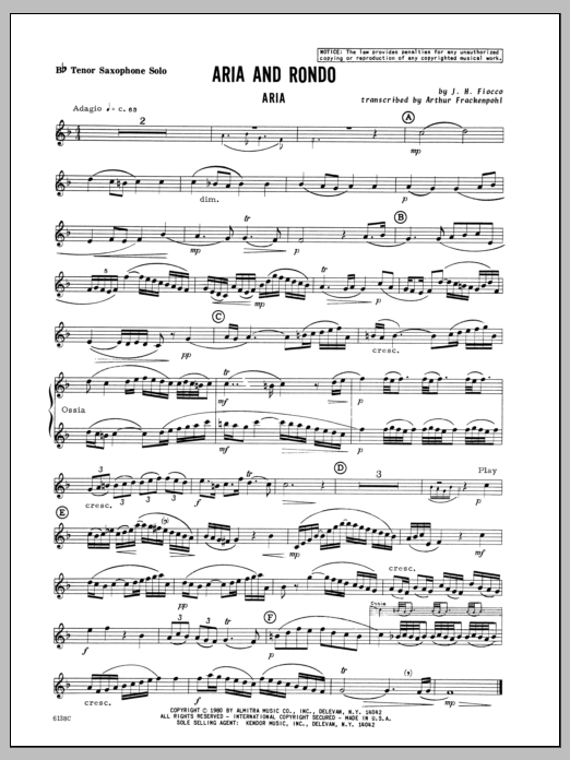Download Arthur Frackenpohl Aria And Rondo - Tenor Sax Sheet Music