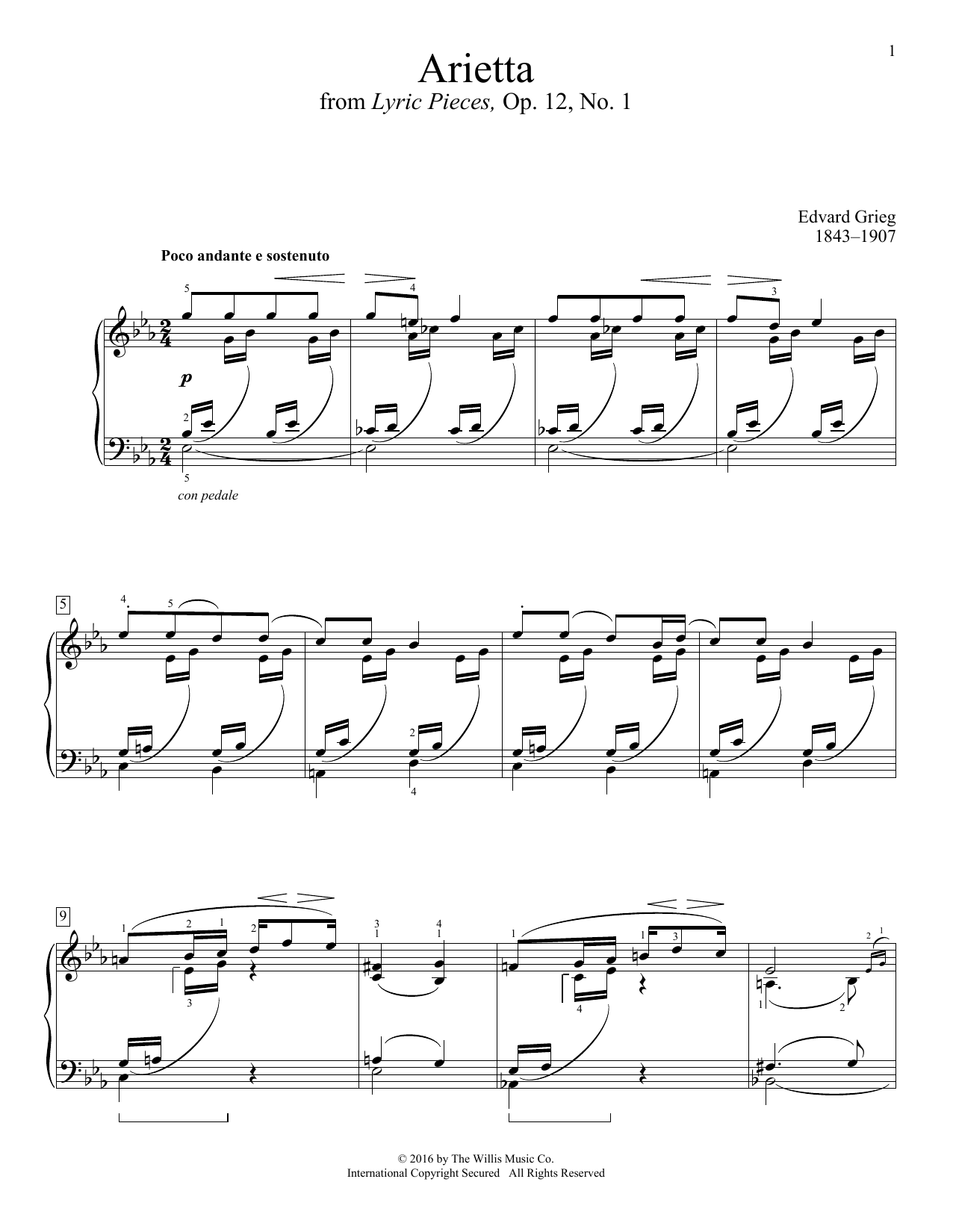 Download Edvard Grieg Arietta Sheet Music