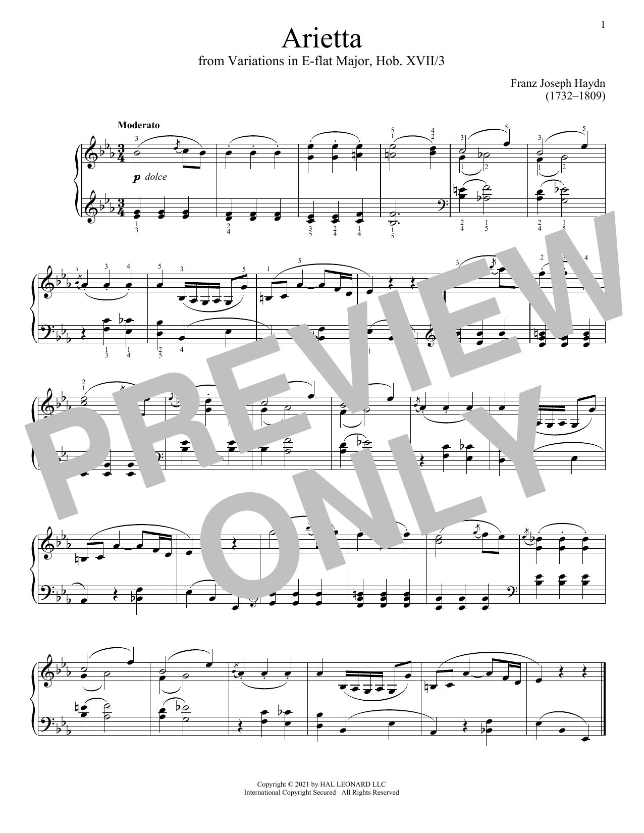 Download Franz Joseph Haydn Arietta Sheet Music