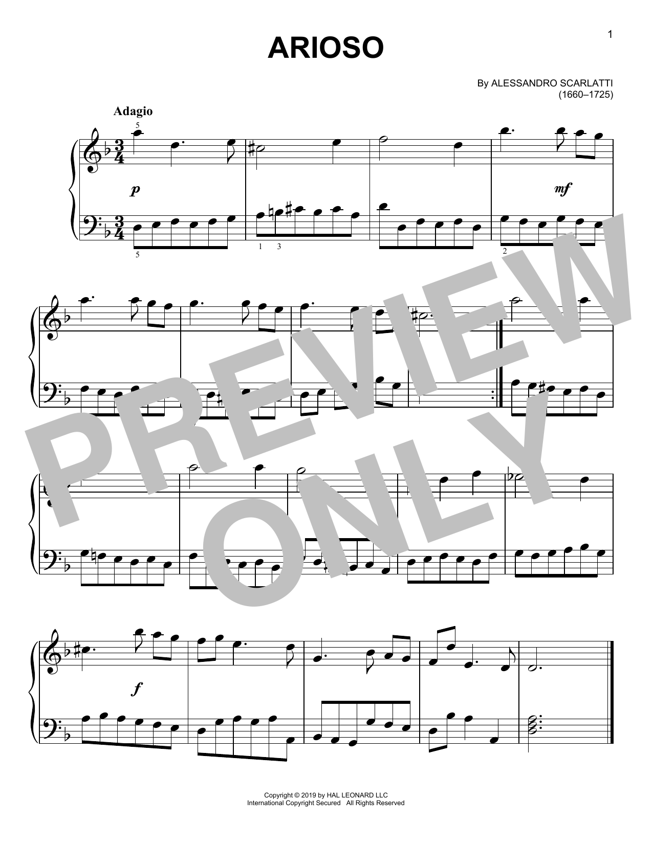 Download Alessandro Scarlatti Arioso Sheet Music
