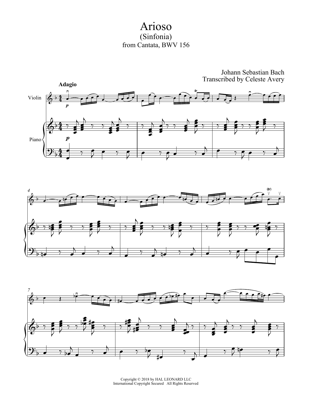 Download Johann Sebastian Bach Arioso Sheet Music