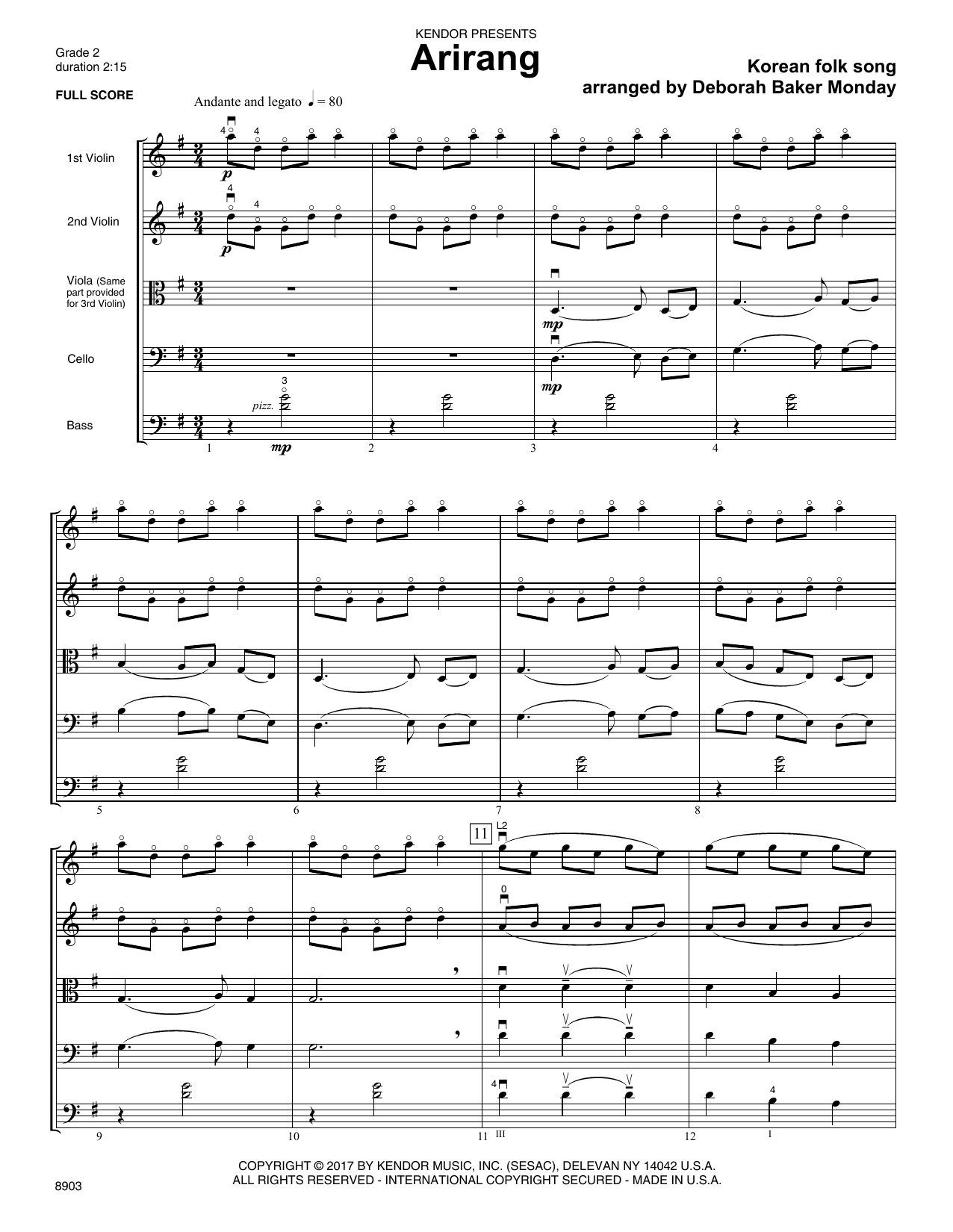 Download Deborah Baker Monday Arirang - Full Score Sheet Music