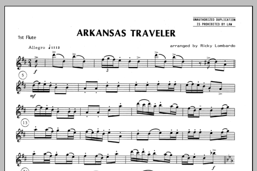 Download Lombardo Arkansas Traveler - Flute 1 Sheet Music
