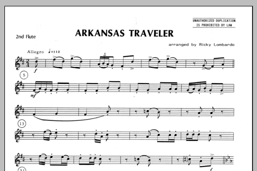 Download Lombardo Arkansas Traveler - Flute 2 Sheet Music