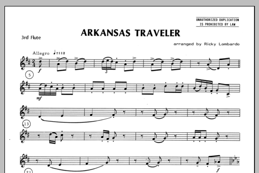 Download Lombardo Arkansas Traveler - Flute 3 Sheet Music