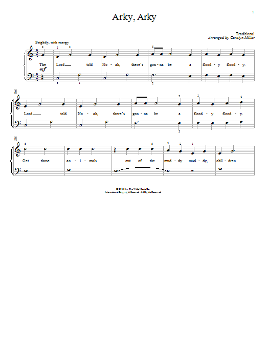Download Carolyn Miller Arky, Arky Sheet Music