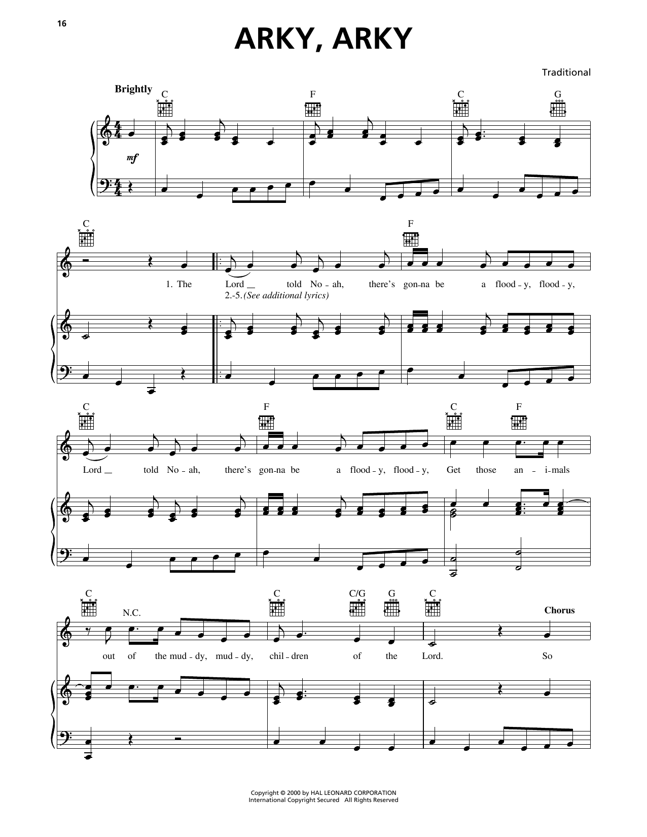 Download Traditional Arky, Arky Sheet Music