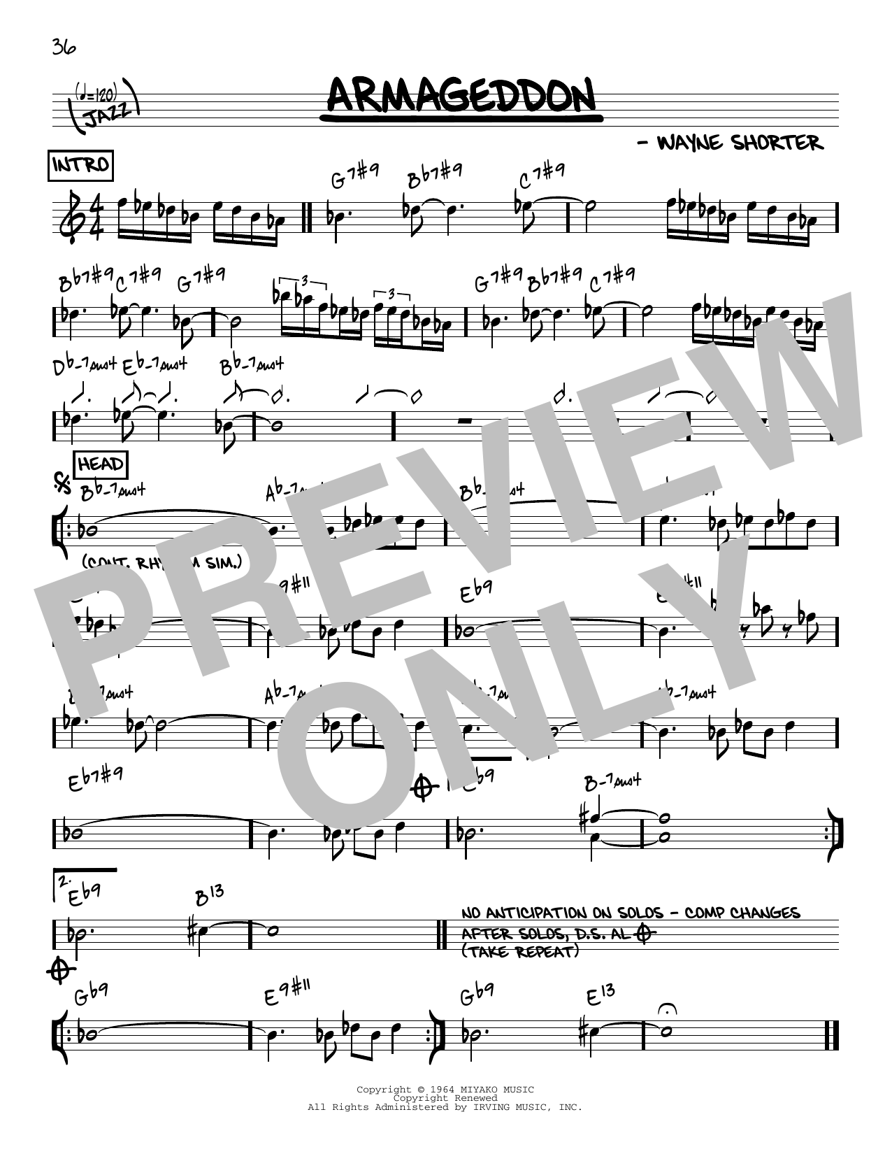Download Wayne Shorter Armageddon [Reharmonized version] (arr. Sheet Music